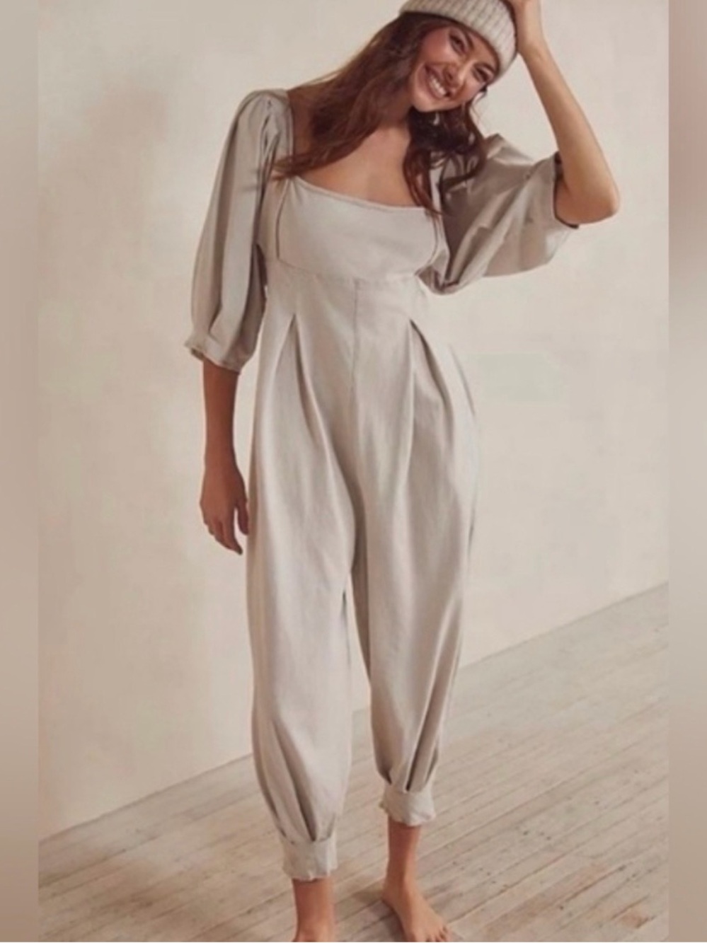 Free People Intimately Lotta Love Puff Sleeve Jumpsuit NWT medium